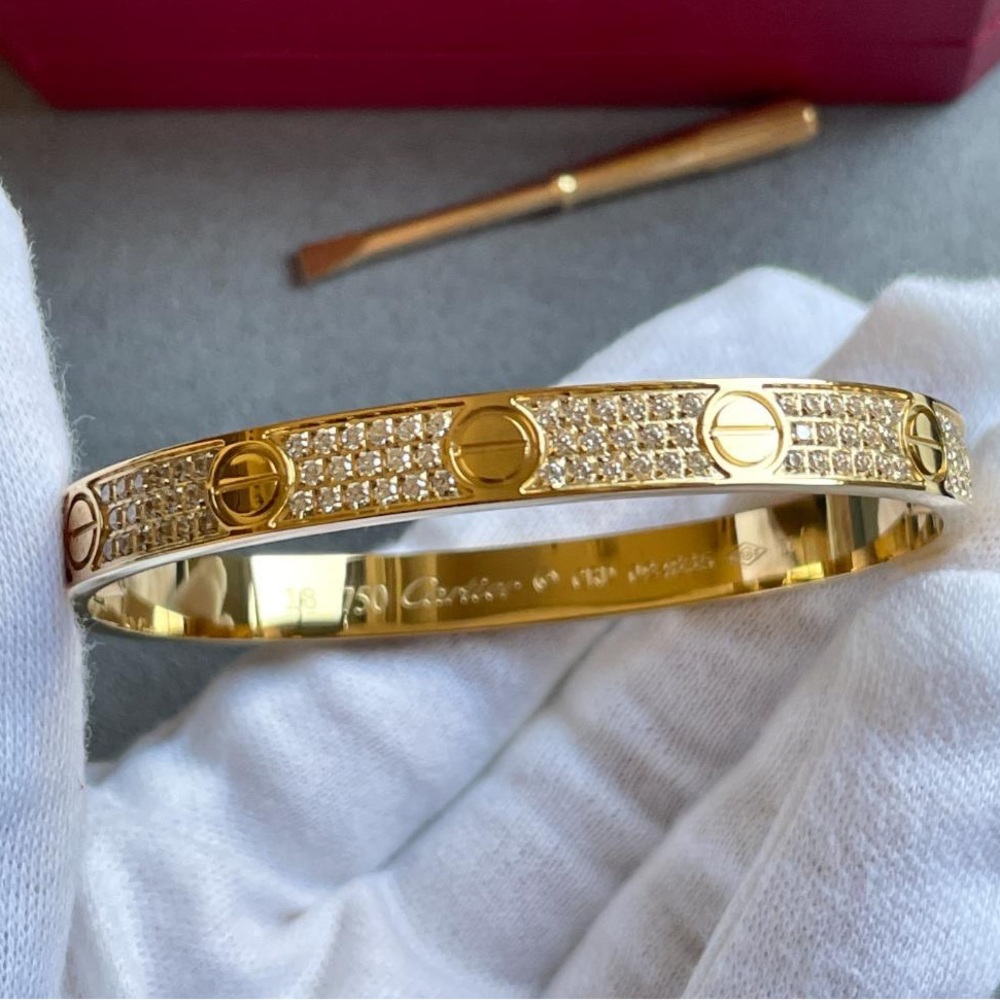 💎Love Bracelet Engraved Bangle​ CZ paved unisex